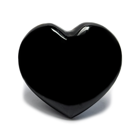 Black Tourmaline Heart, handmade natural stone