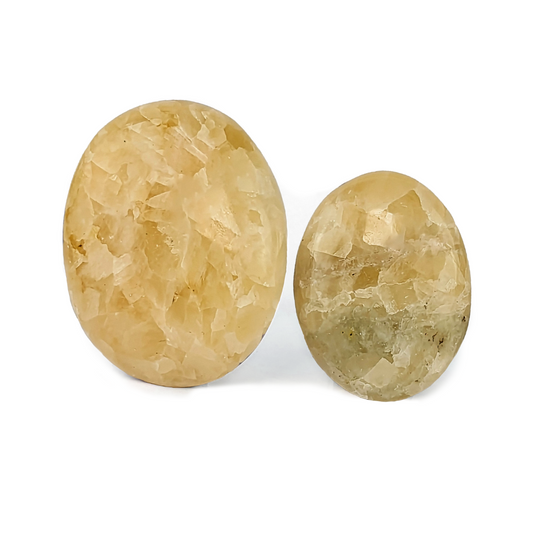 2 x Galets Calcite Jaune Grade B avec imperfections