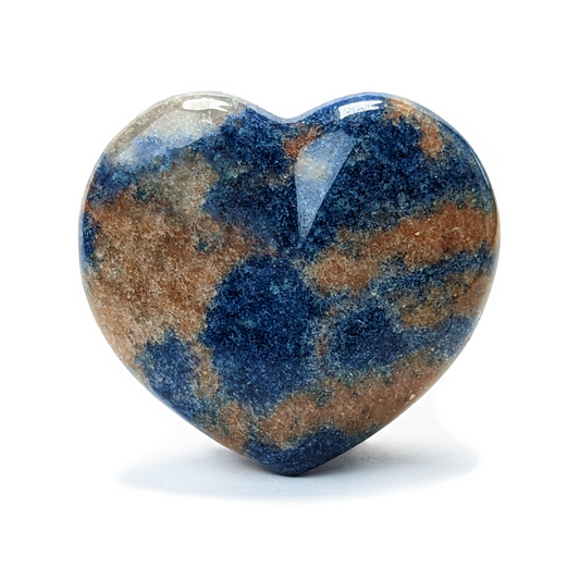 Lazulite Heart, handmade natural stone