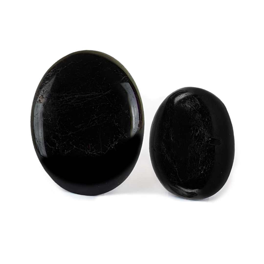 2 x Galets Tourmaline Noire Grade B avec imperfections