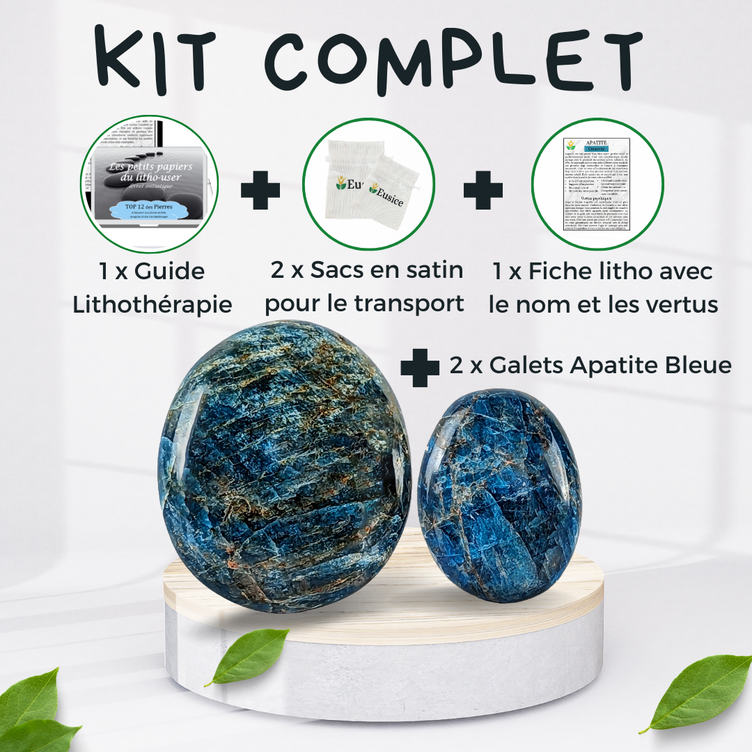 2 x Galets Apatite Bleue Grade B avec imperfections