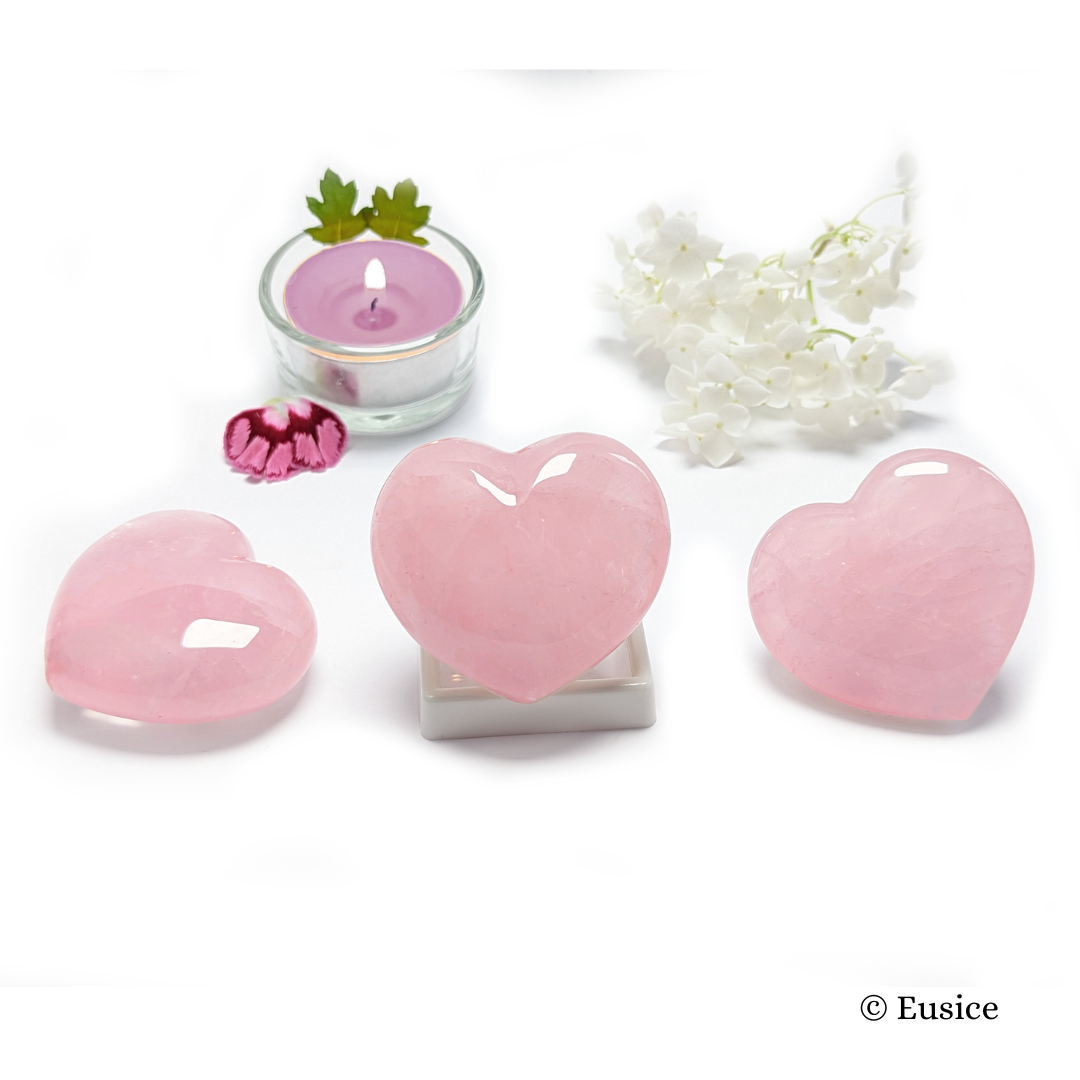 4 pièces Quartz Rose en forme de coeur pierre rose cristal guérison amour  s'inquiéter pierre naturel Rose Quartz semi-précieuse