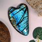 Gua sha en Labradorite 100% naturelle multicolore couleur rare Pièce unique Pierre de massage (Photo recto verso)