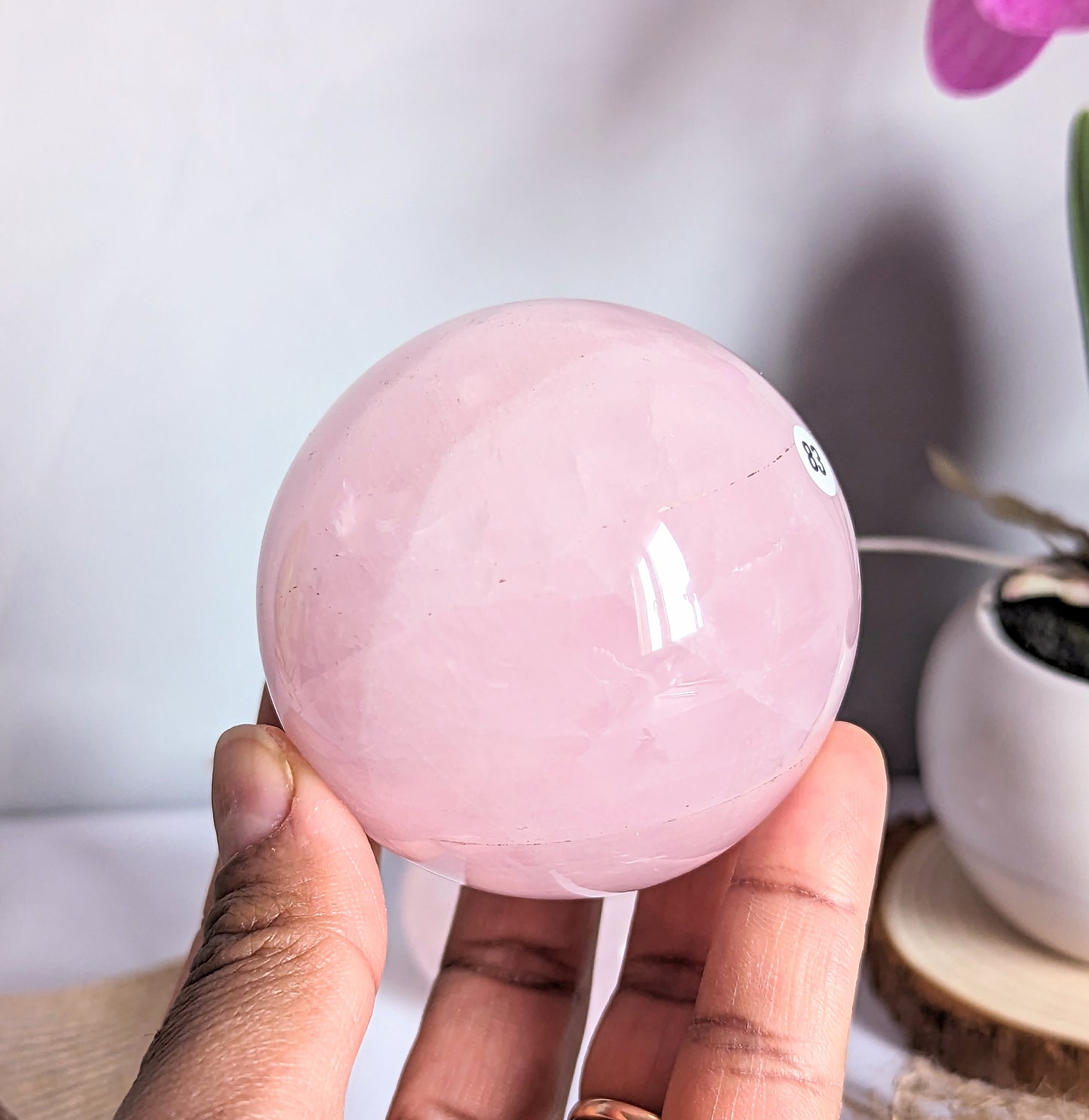 Quartz Rose en sphère, 100% naturelle fait main