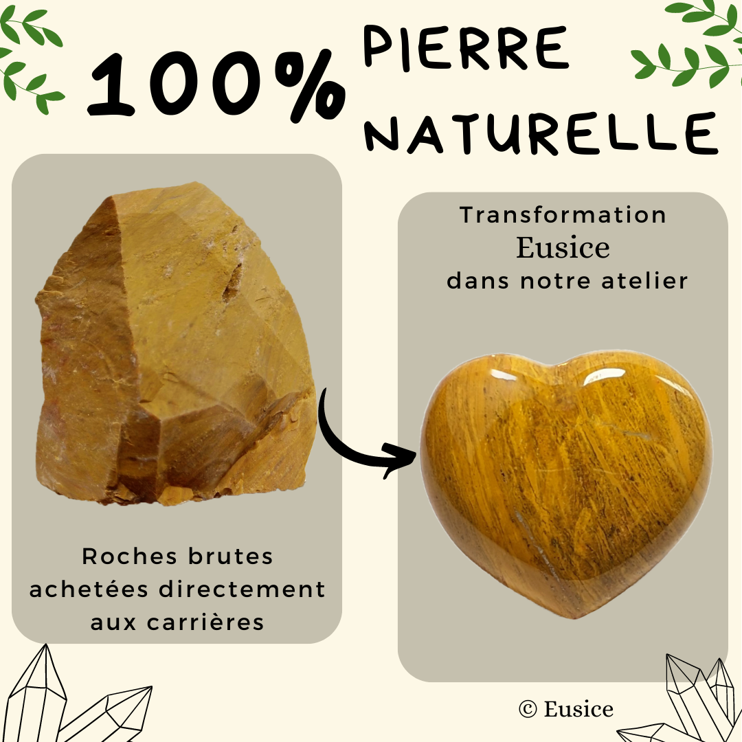 Jaspe Jaune Cœur, pierre naturelle fait-main