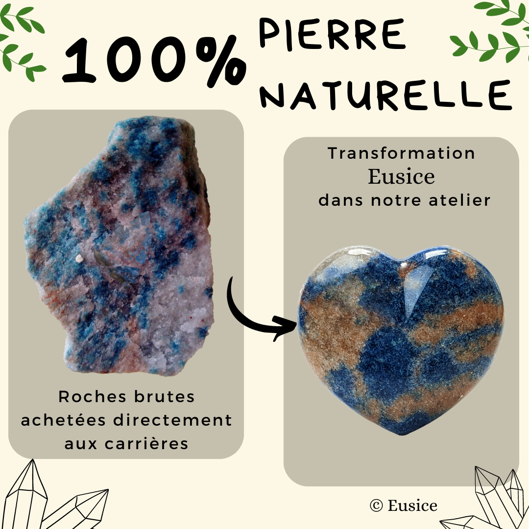 Lazulite Cœur, pierre naturelle fait-main