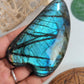 Gua sha en Labradorite 100% naturelle multicolore couleur rare Pièce unique Pierre de massage (Photo recto verso)